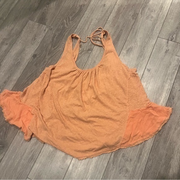 Free People Low Back Orange Flowy Oversized Tank - Picture 1 of 7